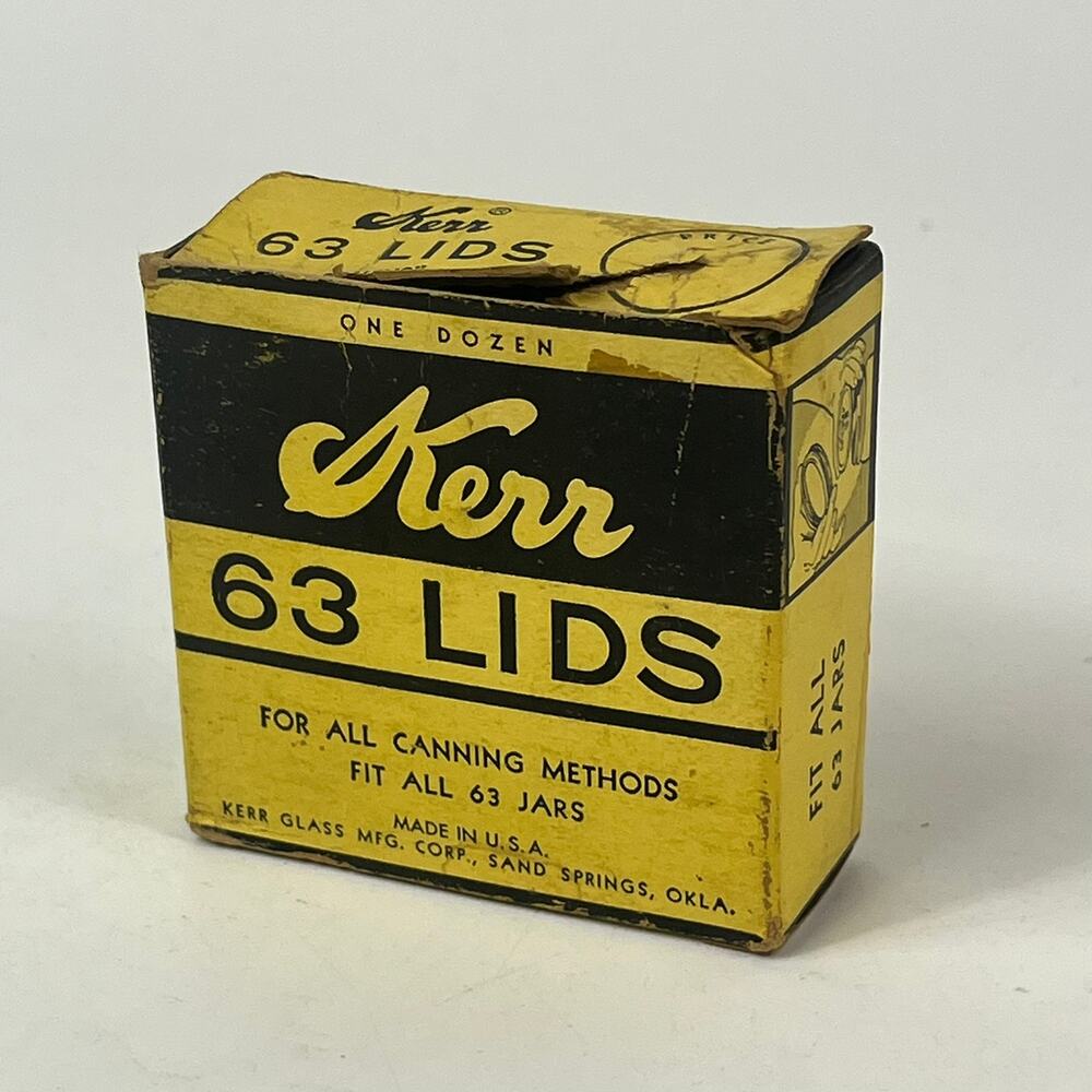 Vintage Kerr 63 Lids Canning Lids Box Retro Decor Damaged 60s-70s Prop Collector